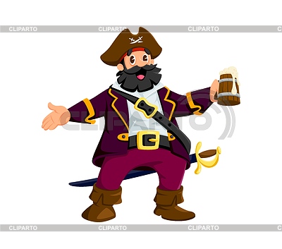 Cartoon pirate, privateer sailor happy character | Stock Vector Graphics |ID 7620020
