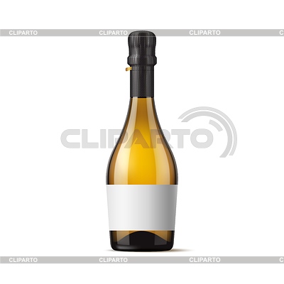 Botella de cristal de champán realista con etiqueta en blanco | Ilustración vectorial de stock |ID 7626211