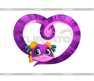 Funny heart shaped cute snake cartoon character | Stock Vector Graphics |ID 7635937