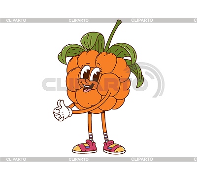 Cartoon groovy cloudberry berry character smiles | Stock Vector Graphics |ID 7644024