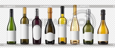 Maquetas realistas de botellas de vidrio con alcohol | Ilustración vectorial de stock |ID 7647383
