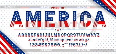 Шрифт флага США, алфавит шрифта american patriot | Векторный клипарт |ID 7647401
