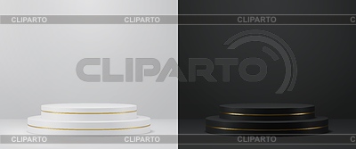 Escenarios 3d de podio de productos en blanco y negro | Ilustración vectorial de stock |ID 7647453