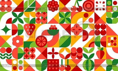 Patrón geométrico de frutas de bayas, fondo de comida | Ilustración vectorial de stock |ID 7650517