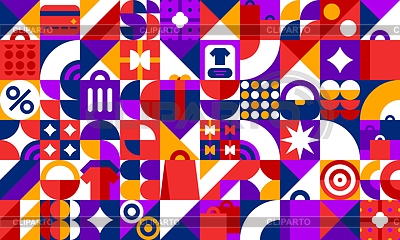 Fondo geométrico del modelo de las compras y de la venta | Ilustración vectorial de stock |ID 7650633