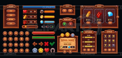Интерфейс Wild west с элементами пользовательского интерфейса западной игры | Векторный клипарт |ID 7650651