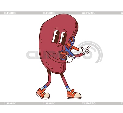 Personaje de órgano de cuerpo humano groovy spleen de dibujos animados | Ilustración vectorial de stock |ID 7650751