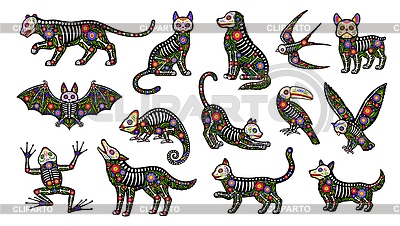 Animal skeleton of Mexican day of dead sugar skull | Stock Vector Graphics |ID 7650811
