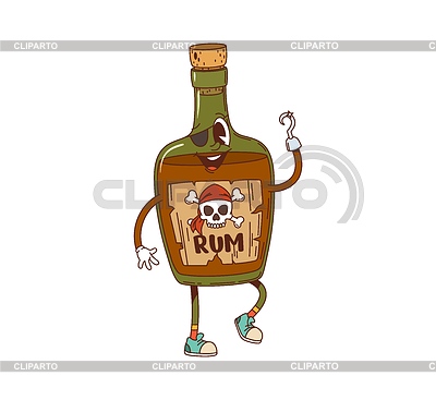 Rum Trinkflasche Pirat grooviger fröhlicher Charakter | Stock Vektorgrafik |ID 7653787