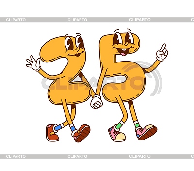 Números matemáticos maravillosos caracteres 2 y 5, caras felices | Ilustración vectorial de stock |ID 7653799