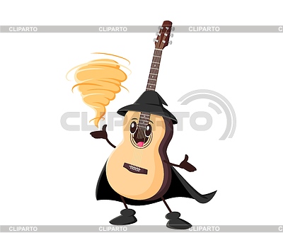 Personaje de mago y mago de Halloween de guitarra de dibujos animados | Ilustración vectorial de stock |ID 7653823