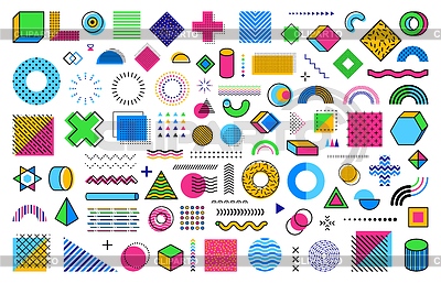 Conjunto de figuras abstractas geométricas de formas de Memphis | Ilustración vectorial de stock |ID 7653886