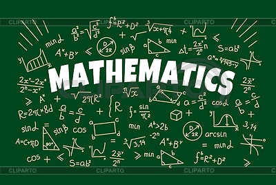 Símbolos y fórmulas matemáticas en la junta escolar | Ilustración vectorial de stock |ID 7657022