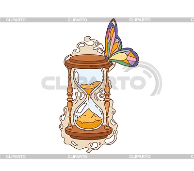 Reloj de arena, reloj de arena retro hippie objeto maravilloso | Ilustración vectorial de stock |ID 7658995