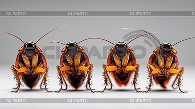 Cuatro cucarachas en fila. Control de plagas e insectos | Foto de alta resolución |ID 7657434