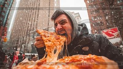 Эффектная широкоугольная фотография возбужденного мужчины, хватающего | Фото большого размера |ID 7658105