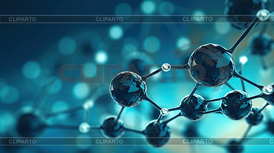 Molecular structure with glossy black spheres and | High resolution stock illustration |ID 7658619