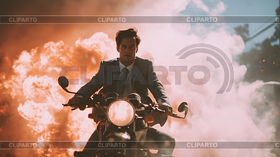 Toma de acción con un hombre alejándose en bicicleta. Dinámico | Foto de alta resolución |ID 7658678