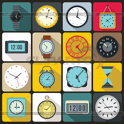 Conjunto de iconos de tiempo y reloj | Ilustración vectorial de stock |ID 7164021