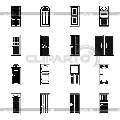 Conjunto de iconos de puerta, estilo simple | Ilustración vectorial de stock |ID 7171530