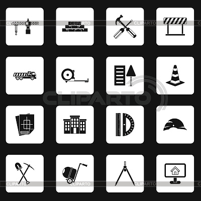 Conjunto de iconos de construcción, estilo simple | Ilustración vectorial de stock |ID 7181067