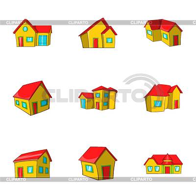 Conjunto de iconos de construcción, estilo de dibujos animados | Ilustración vectorial de stock |ID 7202383