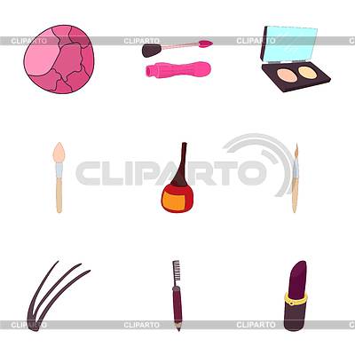 Belleza de la cara, conjunto de iconos de estilo de dibujos animados | Ilustración vectorial de stock |ID 7207150