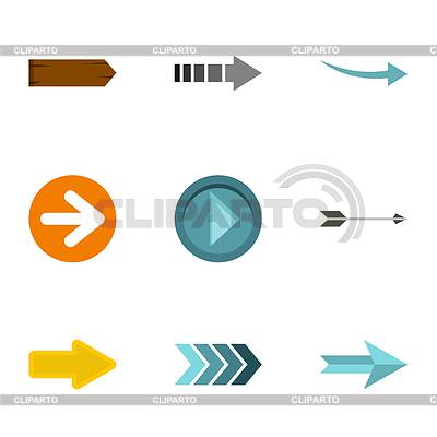 Conjunto de iconos de flecha, tipo plano | Ilustración vectorial de stock |ID 7223174