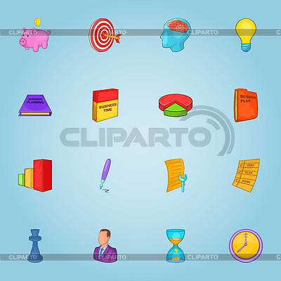 Conjunto de iconos de negocios, estilo de dibujos animados | Ilustración vectorial de stock |ID 7223276