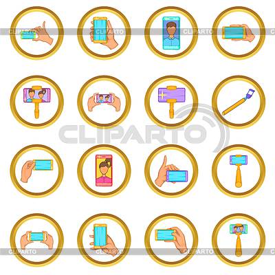 Selfie set, estilo de dibujos animados | Ilustración vectorial de stock |ID 7224985