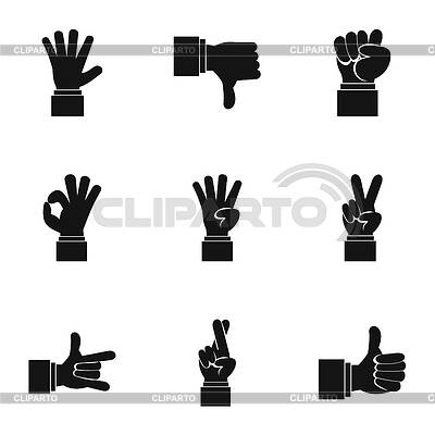 Conjunto de iconos gestuales, estilo simple | Ilustración vectorial de stock |ID 7603485