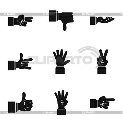 Conjunto de iconos de gestos, estilo simple | Ilustración vectorial de stock |ID 7603491