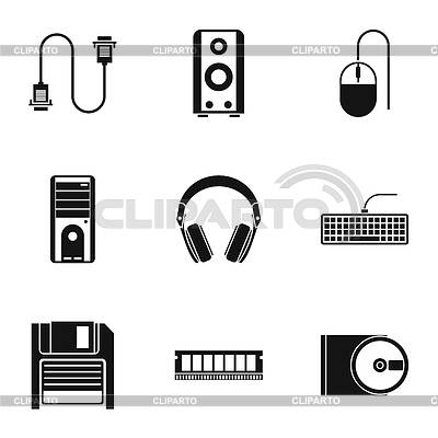 Conjunto de iconos de computadora, estilo simple | Ilustración vectorial de stock |ID 7603587
