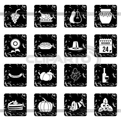 Conjunto de iconos de Acción de Gracias, estilo simple | Ilustración vectorial de stock |ID 7607100