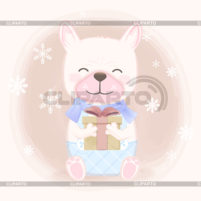Netter Hund, der Geschenkbox hält | Stock Vektorgrafik |ID 7187811