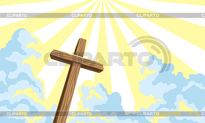 Cruz y sudario cristianos de madera. Feliz Pascua | Ilustración vectorial de stock |ID 7423818