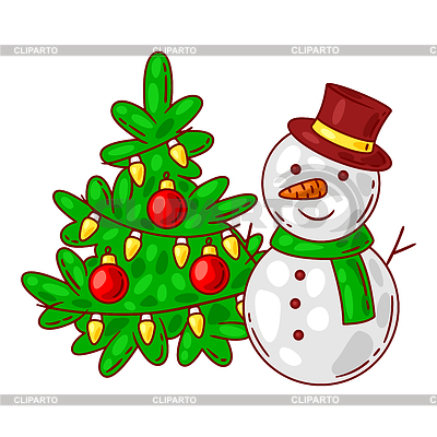 Feliz Navidad . Objetos de vacaciones en estilo de dibujos animados | Ilustración vectorial de stock |ID 7488198
