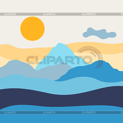 Landschaft mit Bergen und Hügeln. Natürliche Szene  | Stock Vektorgrafik |ID 7591227