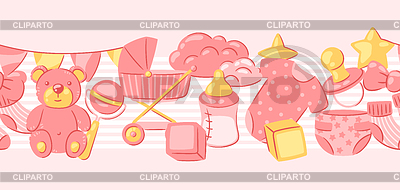 Patrón de Baby shower. Bebé recién nacido feliz | Ilustración vectorial de stock |ID 7621074