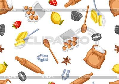 Patrón con utensilios de panadería. Utensilios de cocina para hom | Ilustración vectorial de stock |ID 7635385