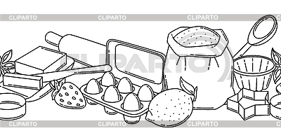 Patrón con utensilios de panadería. Utensilios de cocina para hom | Ilustración vectorial de stock |ID 7636731