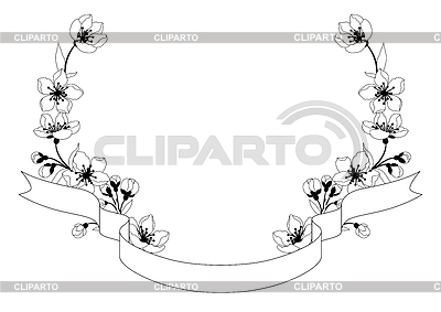 Band mit Frühlingsblumen. Apfel, Sakura oder | Stock Vektorgrafik |ID 7645145