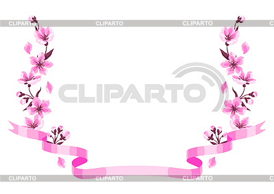 Cinta con flores de primavera. Manzana, sakura o | Ilustración vectorial de stock |ID 7645838