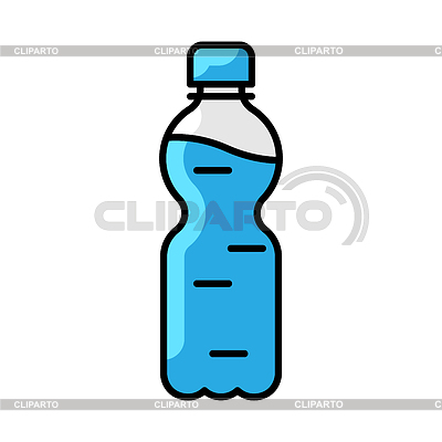 Botella de plástico con icono de agua. Aguamarina o líquido | Ilustración vectorial de stock |ID 7649225