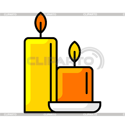 Icono de velas encendidas. Elemento de decoración del hogar thin line  | Ilustración vectorial de stock |ID 7651073
