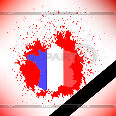 Karte von Frankreich und schwarzem Band | Stock Vektorgrafik |ID 5415781