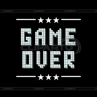 Ретро Pixel Game Over Знак со звездами. азартные игры | Векторный клипарт |ID 6870491