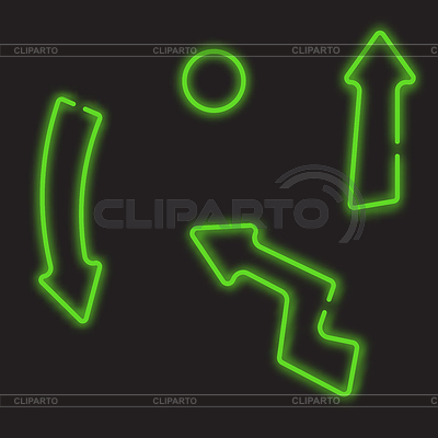 Conjunto de flechas de neón verdes brillantes. De color | Ilustración vectorial de stock |ID 7647150