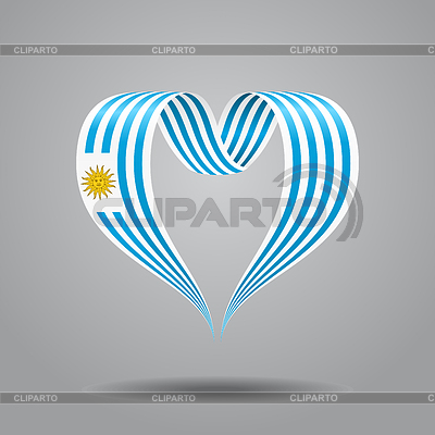Cinta en forma de corazón de la bandera uruguaya. | Ilustración vectorial de stock |ID 6453472