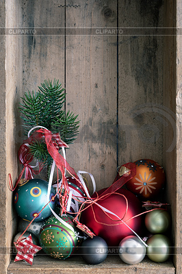 Christmas decoration glass balls in wooden box | High resolution stock photo |ID 6688953